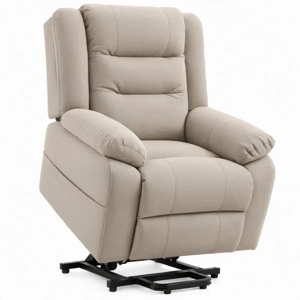 Elektrische sta-opfauteuil met relaxfunctie en voetensteun, 90 x 95 x 105 cm, beige/zwart