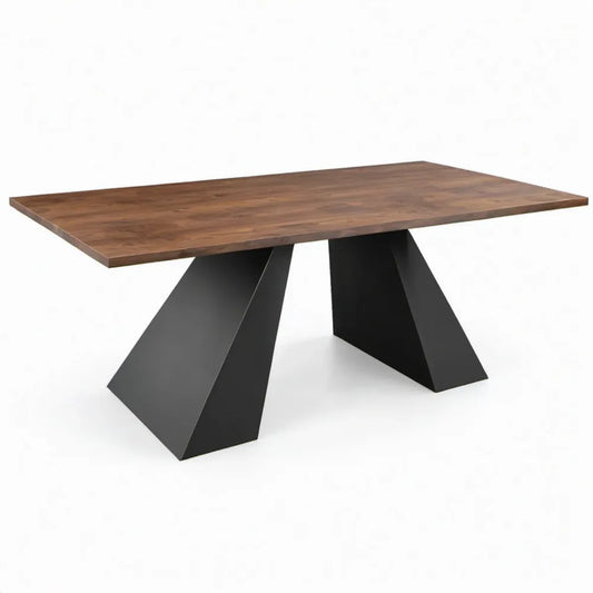 Eettafel 180 x 90 x 75 cm van massief acaciahout met zwart stalen onderstel