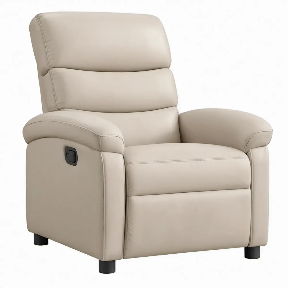 Handmatig verstelbare fauteuil van beige PU-leer, 88 x 94 x 102 cm