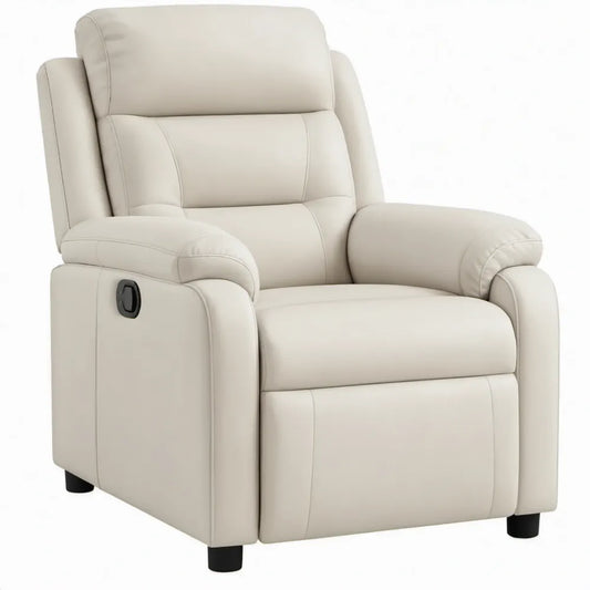 Handmatig verstelbare relaxfauteuil van crèmekleurig PU-kunstleer, 85 x 95 x 102 cm